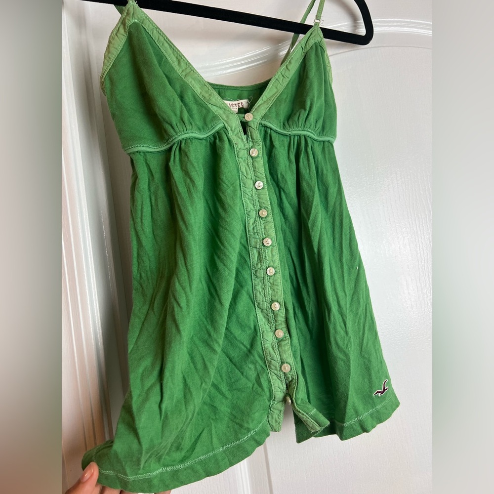 Green button up hollister cami
